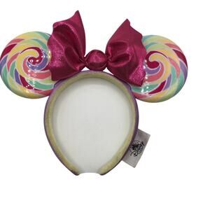 Disney Parks Minnie Ears Bright Lollipop Swirl Candy Swirl Hot Pink Bow